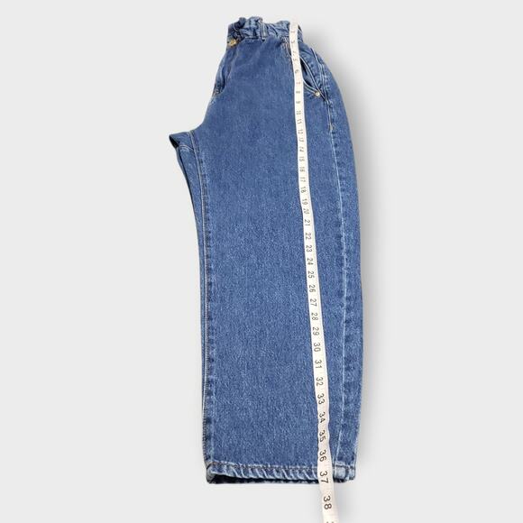 Zara Womens Paperbag Barrel Leg Jeans Floral Daisy Embroidered Sz 2 Boho Modern - Picture 14 of 14